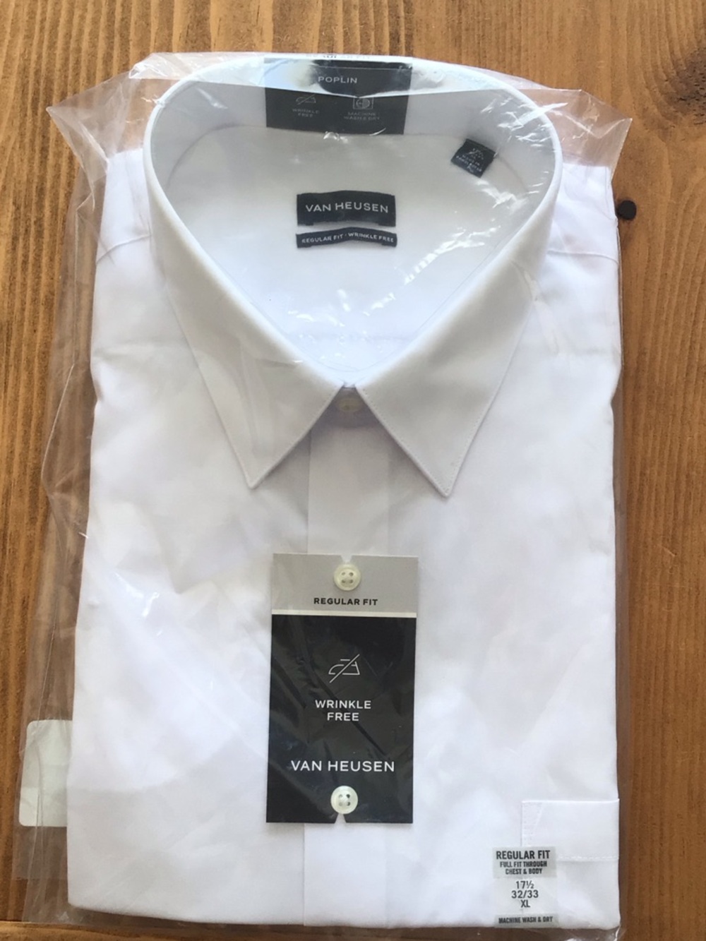 Van Heusen White Men’s Regular Fit Dress Shirt - 17.5  32-33